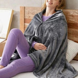 Wearable Heated Blanket Hooded Fleece With Snap Closures - Image 1