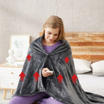 Wearable Heated Blanket Hooded Fleece With Snap Closures - Image 2
