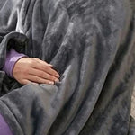 Wearable Heated Blanket Hooded Fleece With Snap Closures - Image 3