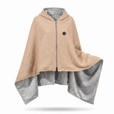 Wearable Heated Blanket with Supportive Relaxed Silhouette and Zip-Front Hooded Poncho - studio
