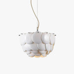 White Scale Ceramic Neo Deco Chandelier With Adjustable Height - Image 1