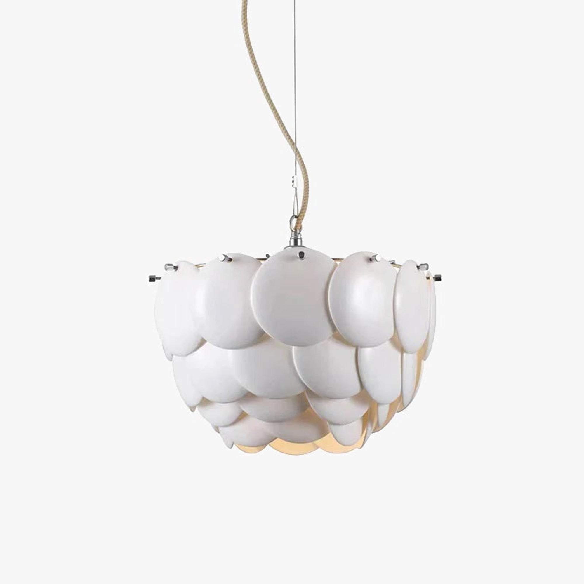 White Scale Ceramic Neo Deco Chandelier With Adjustable Height - Image 1