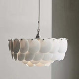 White Scale Ceramic Neo Deco Chandelier With Adjustable Height - Image 7
