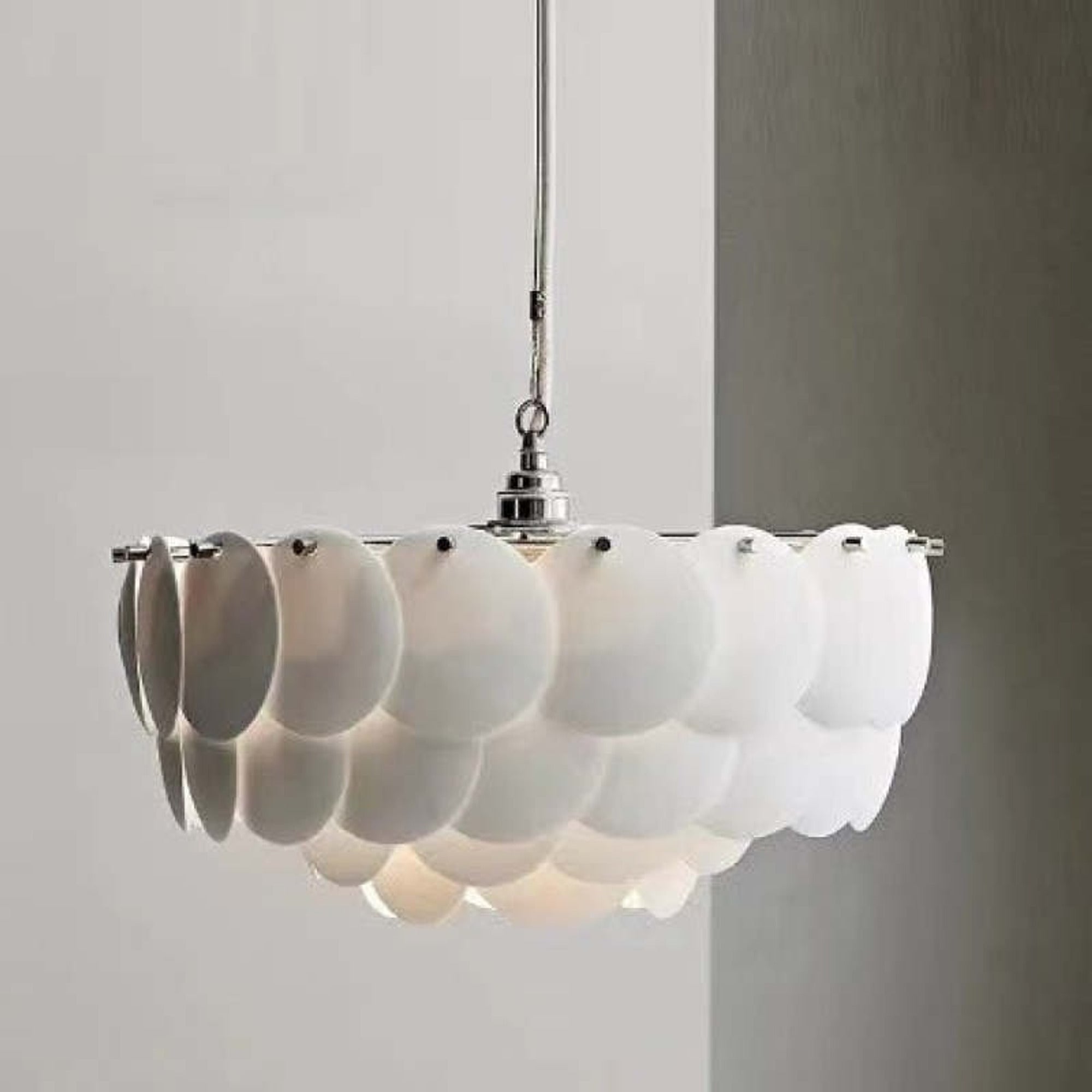 White Scale Ceramic Neo Deco Chandelier With Adjustable Height - Image 7
