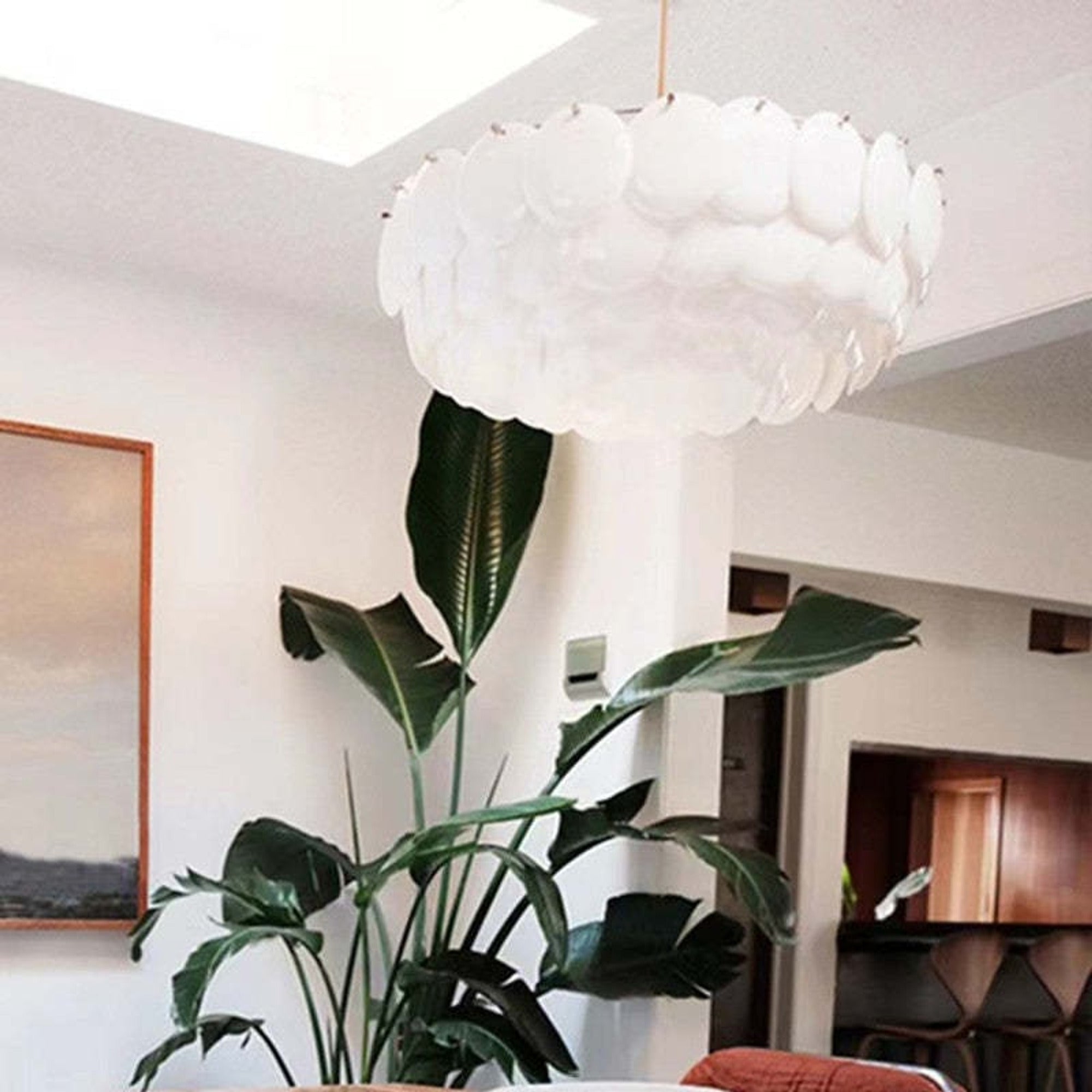 White Scale Ceramic Neo Deco Chandelier With Adjustable Height - Image 3