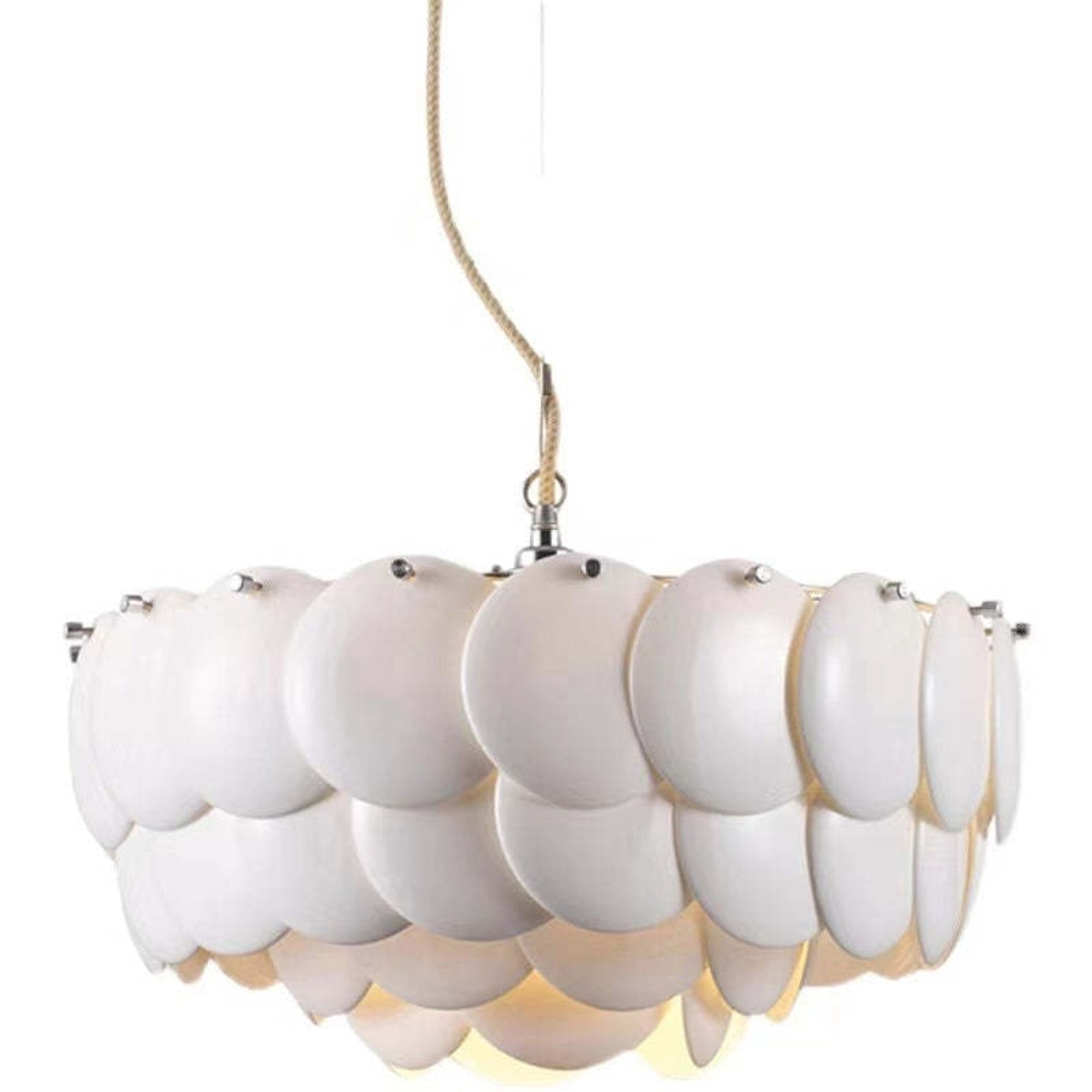 White Scale Ceramic Neo Deco Chandelier With Adjustable Height - Image 9