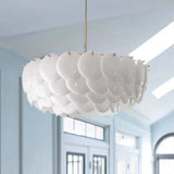 White Scale Ceramic Neo Deco Chandelier With Adjustable Height - Image 4