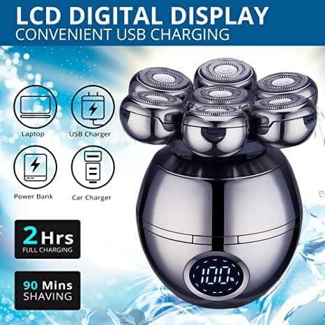 Wireless Electric Head Shaver With 7D Floating Blades LED Display And Type-C Fast Charging - Image 2