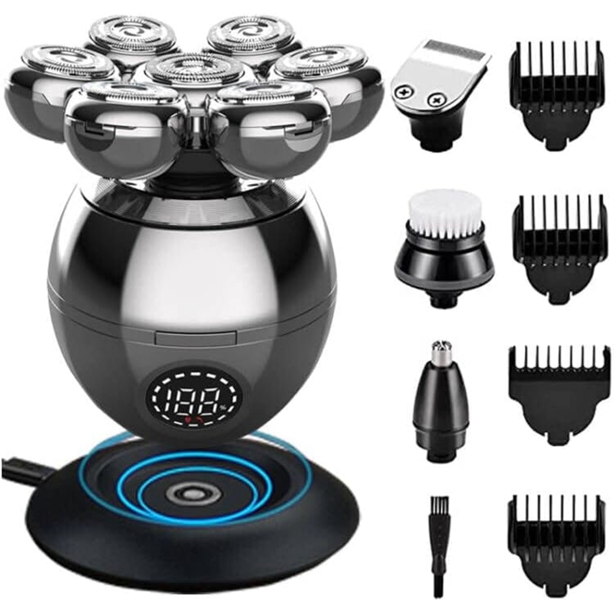 Wireless Electric Head Shaver With 7D Floating Blades LED Display And Type-C Fast Charging - Image 1