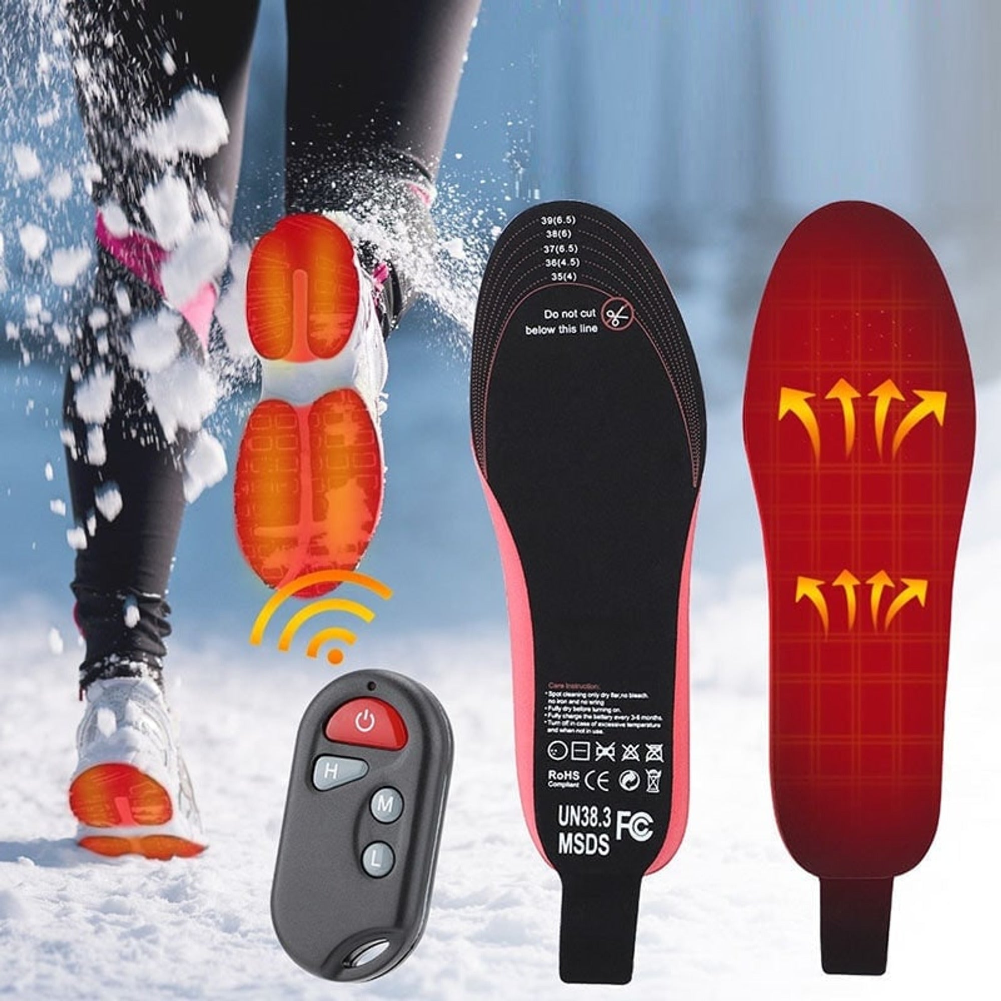Wireless Heated Shoe Insoles With Remote Control And Arch Support Rechargeable Electric Warm Inserts - Image 2