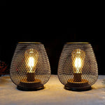 Wireless Led Table Lamp Mesh Cage Metal Gold Trim - Image 2