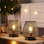 Wireless Led Table Lamp Mesh Cage Metal Gold Trim - Image 3