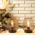 Wireless Led Table Lamp Mesh Cage Metal Gold Trim - Image 4