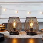 Wireless Led Table Lamp Mesh Cage Metal Gold Trim - Image 5