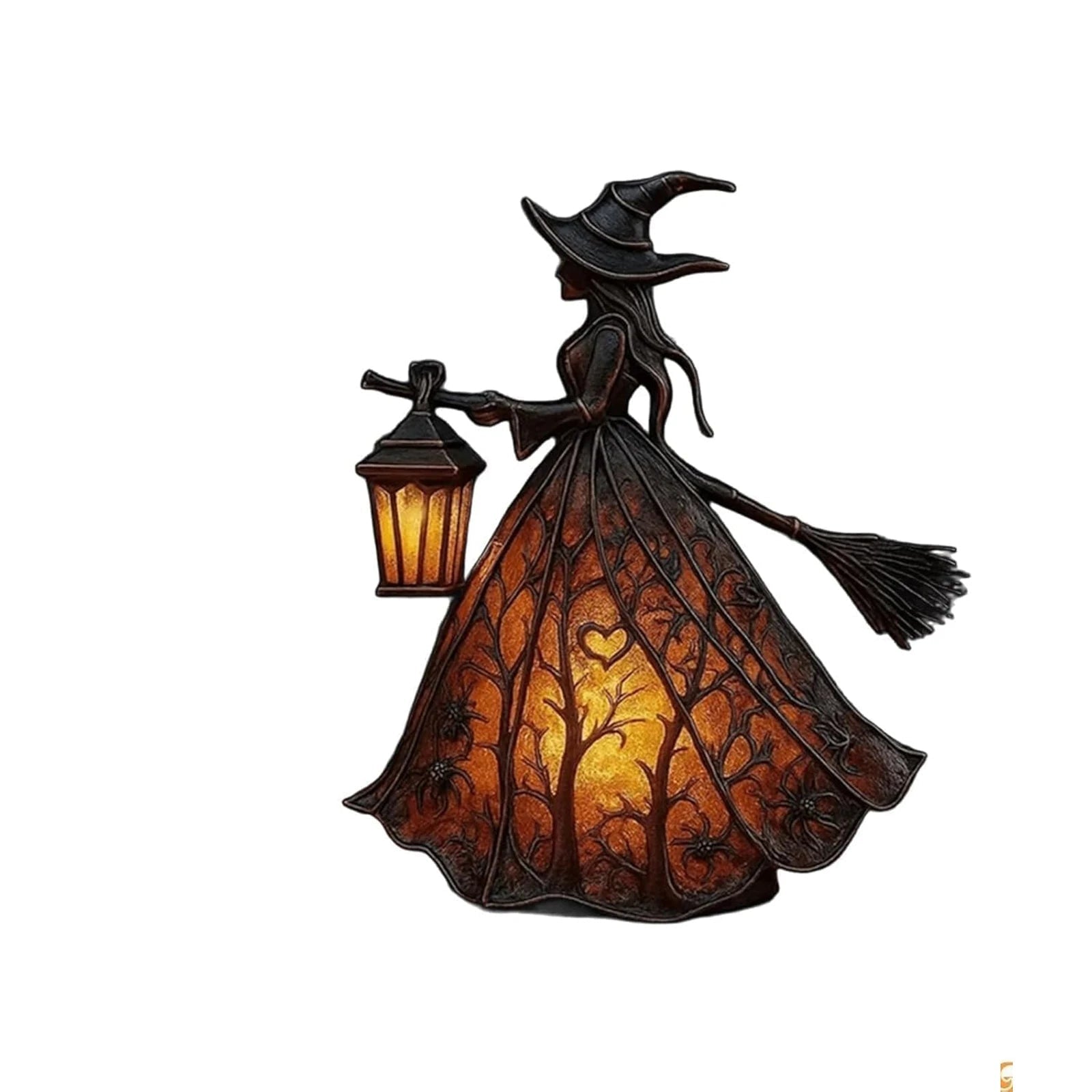 Witch Table Lamp With Warm Illumination And Flickering Light Halloween Witch Table Lamp For Spooky Desk Decor Light - Image 2