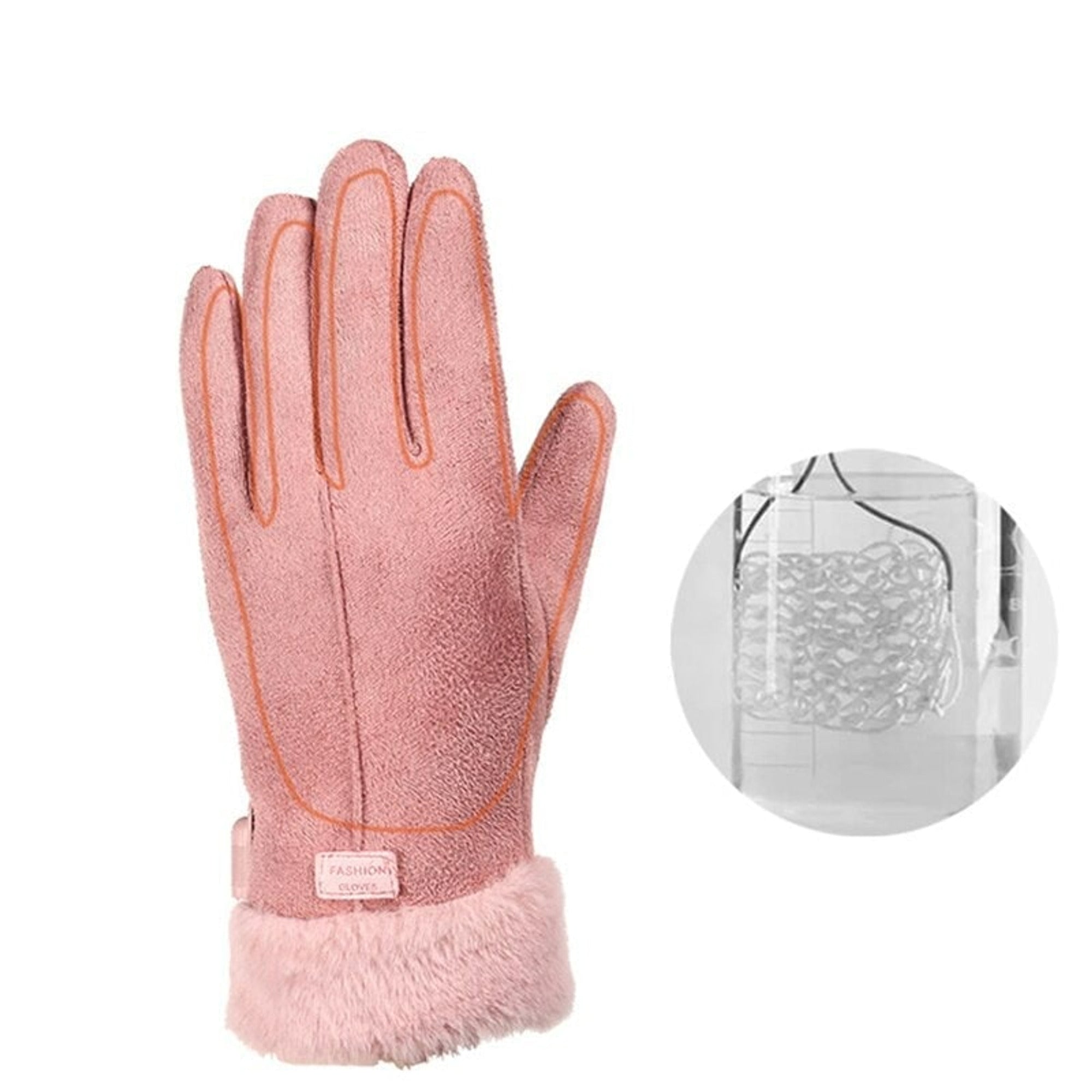 Women's Heated Gloves With Faux Fur Cuffs And Thick Fleece Lining USB Electric For Winter - Image 7