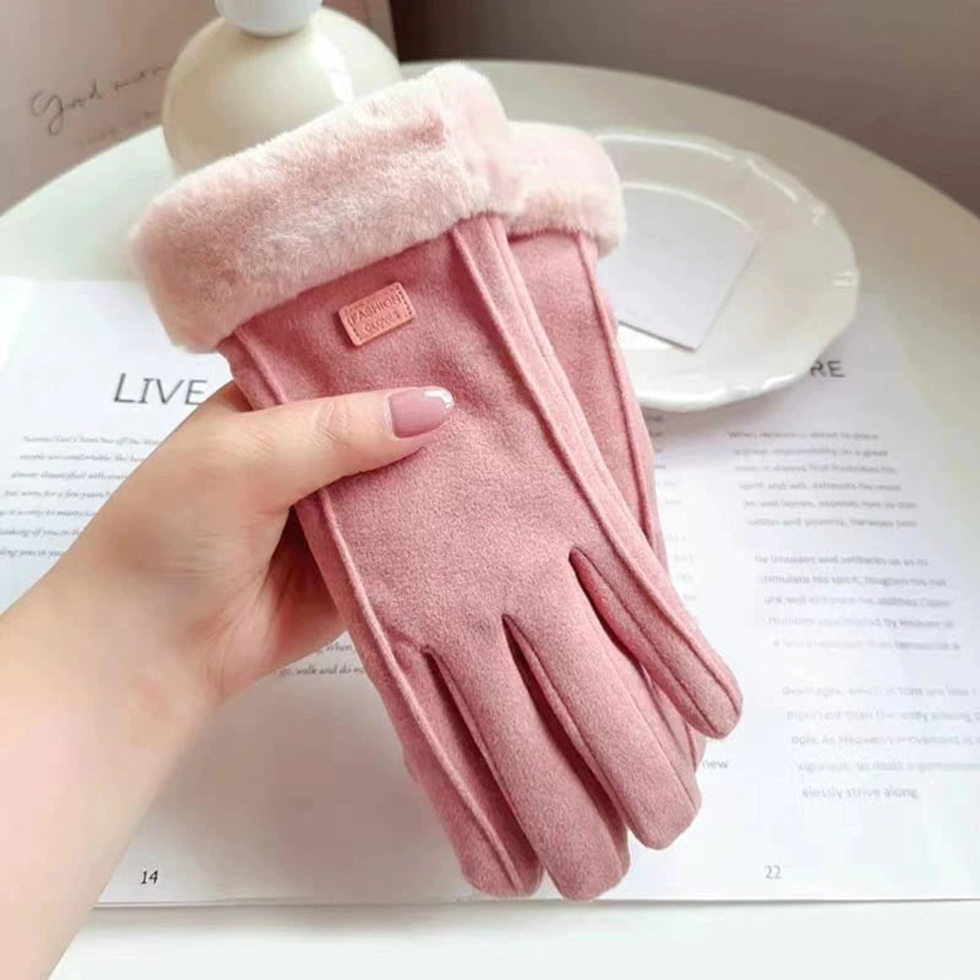Women's Heated Gloves With Faux Fur Cuffs And Thick Fleece Lining USB Electric For Winter - Image 2