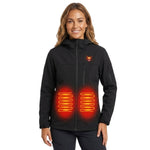 Women's Heated Jacket With Hood Full Zip Electric Softshell And USB Power Bank Compatible - Image 2