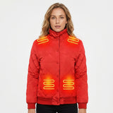 Women's Heated Winter Jacket With Electric Quilted Diamond Stitch Stand Collar And Eight Heating Zones - Image 1