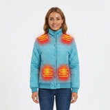 Women's Heated Winter Jacket With Electric Quilted Diamond Stitch Stand Collar And Eight Heating Zones - Image 7