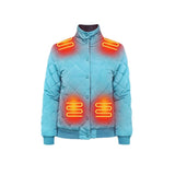 Women's Heated Winter Jacket With Electric Quilted Diamond Stitch Stand Collar And Eight Heating Zones - Image 8