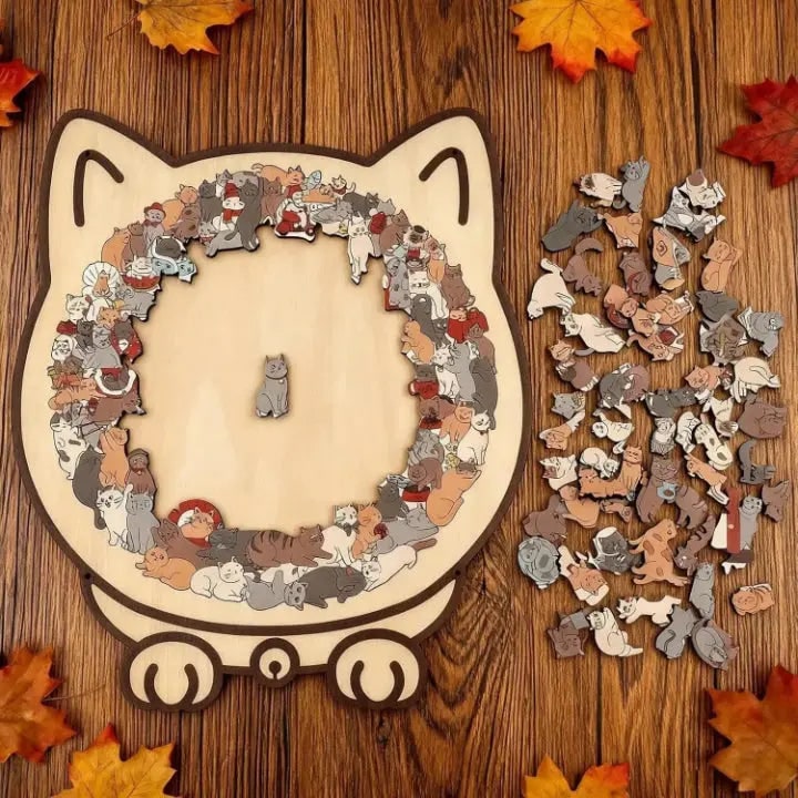 Wooden Cat Puzzle With Soothing Activity Without Screen Exposure - Image 2