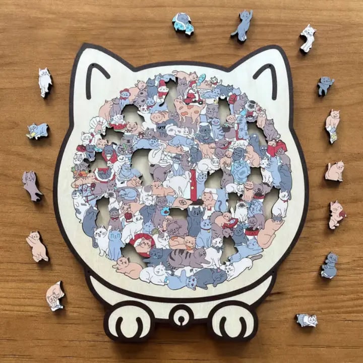 Wooden Cat Puzzle With Soothing Activity Without Screen Exposure - Image 4