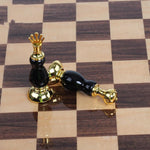 Wooden Chess Set With Creative Handmade Paint Zinc Alloy Pieces - Image 4