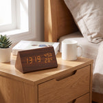 Wooden Digital Clock Triangular Desk With LED Display And Temperature - Image 2