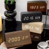 Wooden Digital Clock Triangular Desk With LED Display And Temperature - Image 15