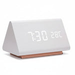 Wooden Digital Clock Triangular Desk With LED Display And Temperature - Image 7