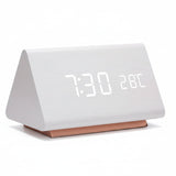 Wooden Digital Clock Triangular Desk With LED Display And Temperature - Image 7