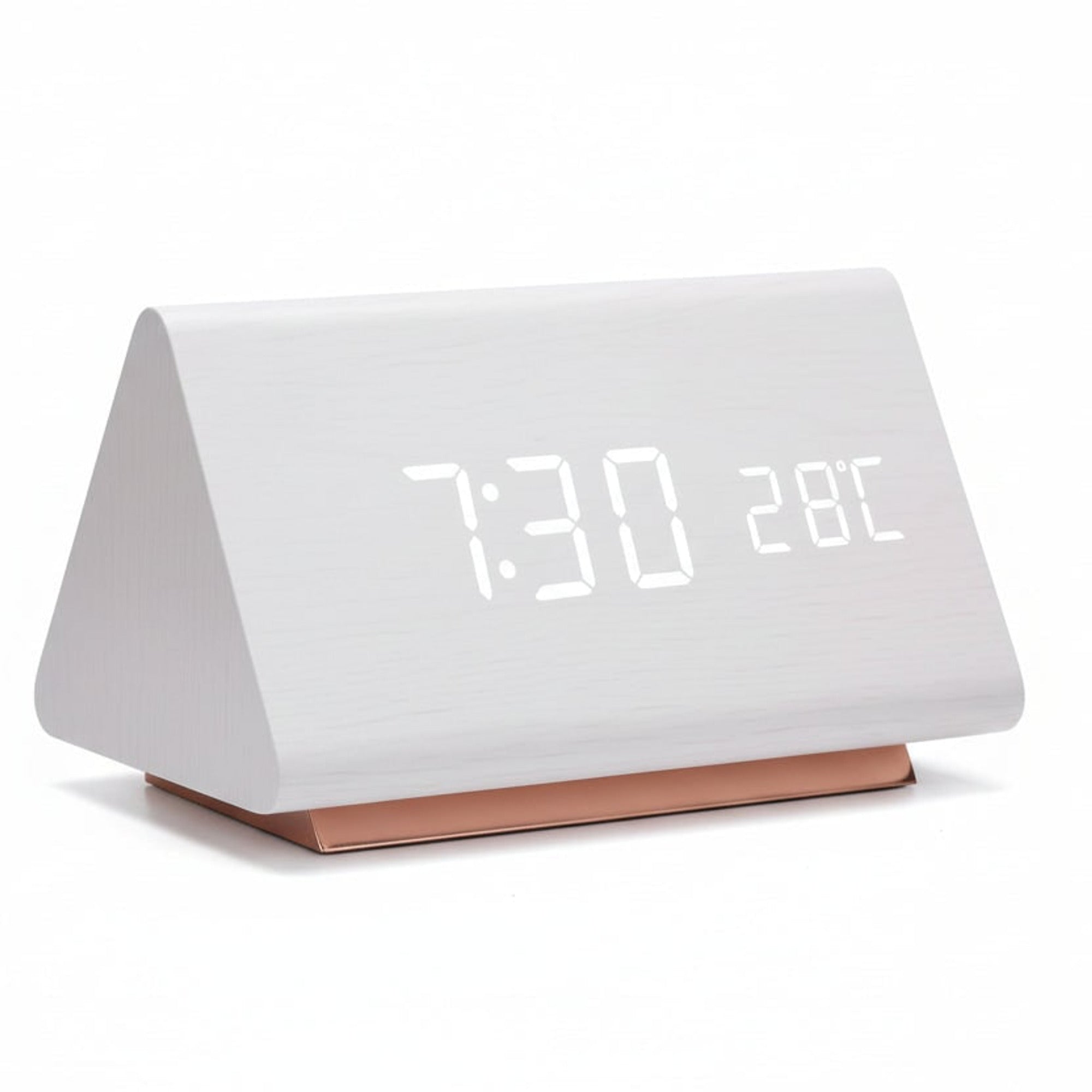 Wooden Digital Clock Triangular Desk With LED Display And Temperature - Image 7