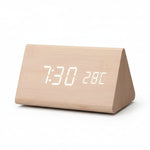 Wooden Digital Clock Triangular Desk With LED Display And Temperature - Image 9