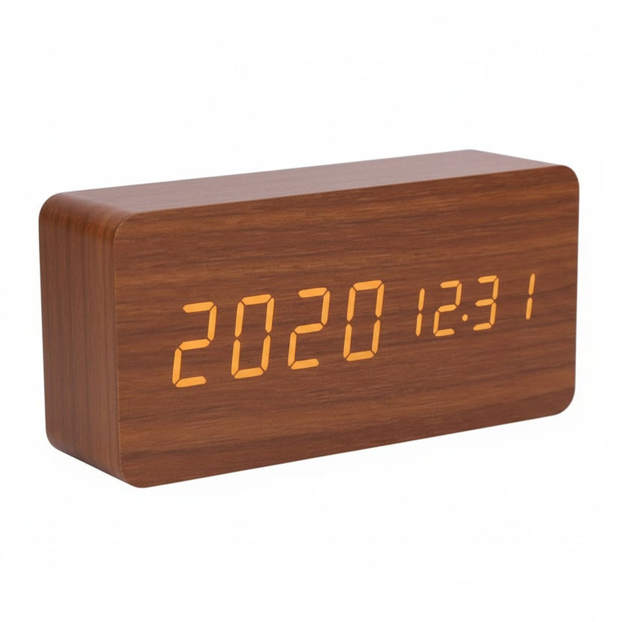 Wooden Digital Clock Triangular Desk With LED Display And Temperature - Image 11