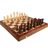 Wooden Folding Chessboard With Solid Wood Pieces Large Children's Chess Set - Image 6