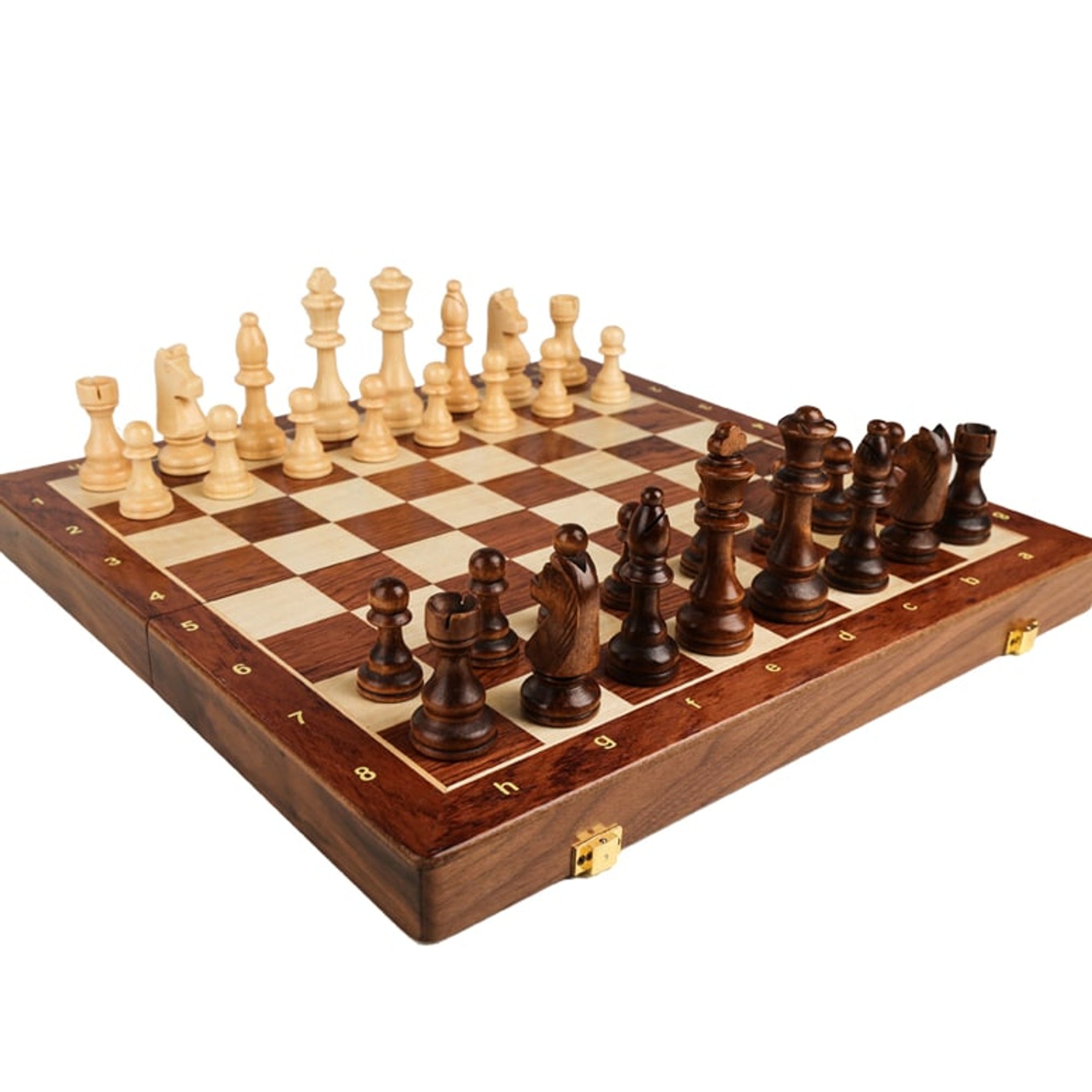 Wooden Folding Chessboard With Solid Wood Pieces Large Children's Chess Set - Image 6
