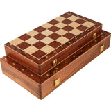 Wooden Folding Chessboard With Solid Wood Pieces Large Children's Chess Set - Image 1