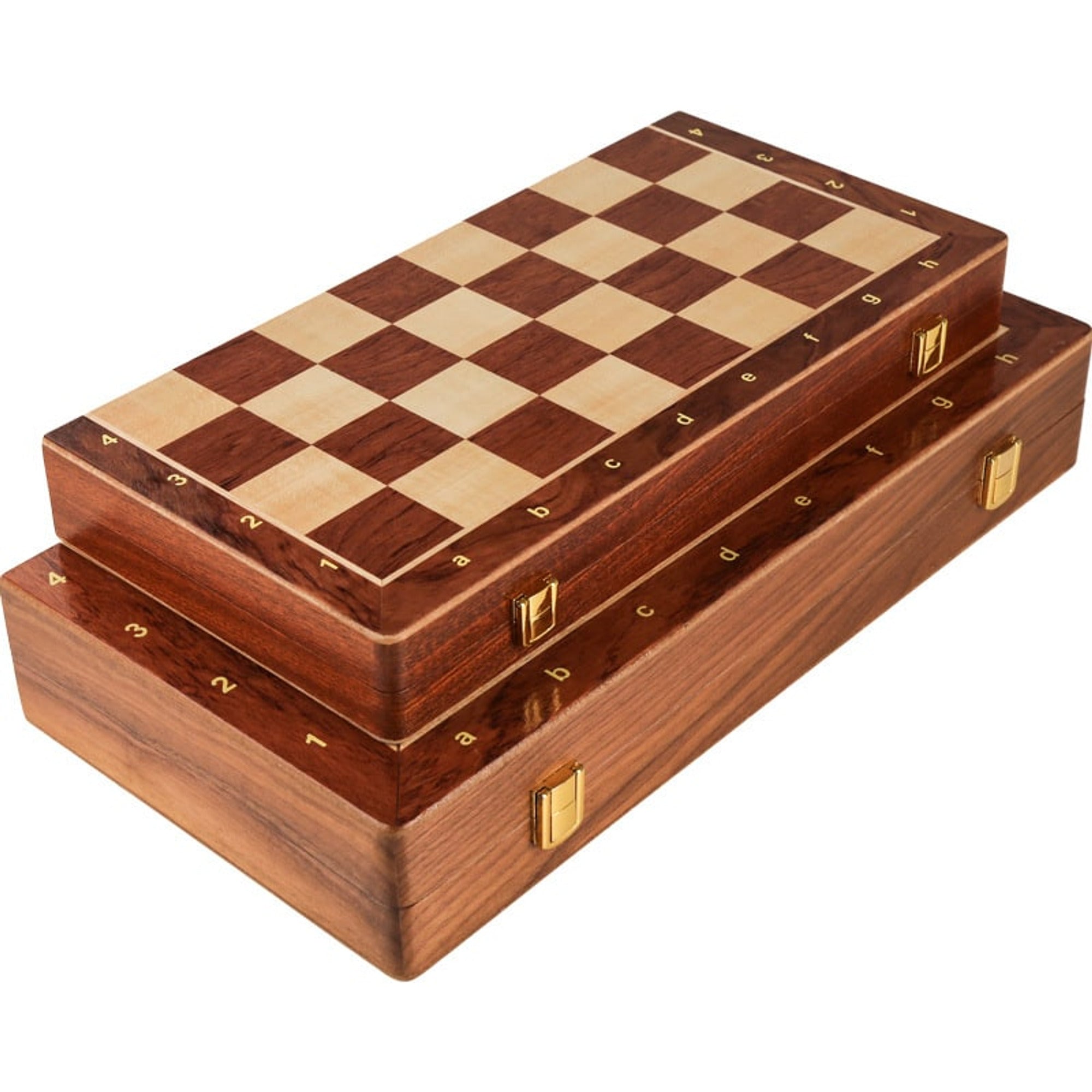 Wooden Folding Chessboard With Solid Wood Pieces Large Children's Chess Set - Image 1