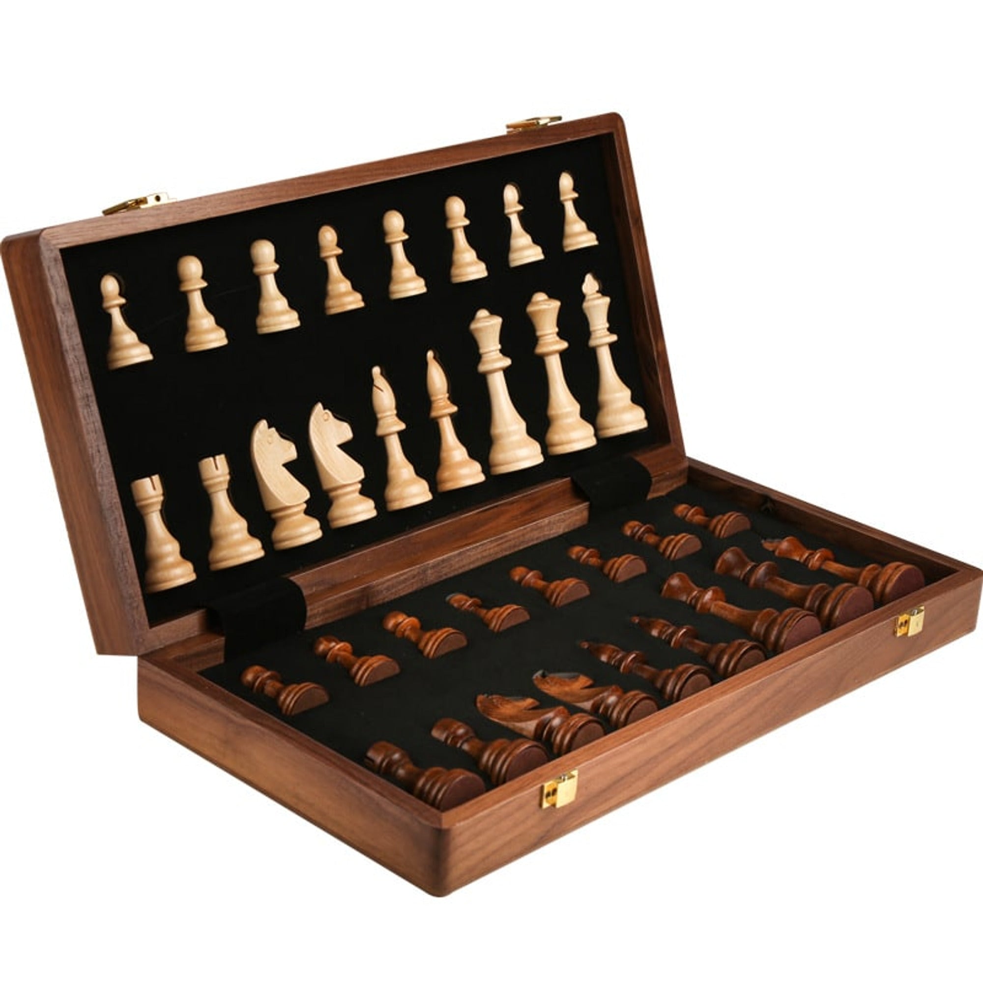 Wooden Folding Chessboard With Solid Wood Pieces Large Children's Chess Set - Image 4