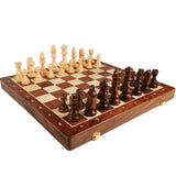 Wooden Folding Chessboard With Solid Wood Pieces Large Children's Chess Set - Image 5