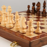Wooden Folding Chessboard With Solid Wood Pieces Large Children's Chess Set - Image 3