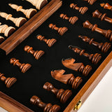 Wooden Folding Chessboard With Solid Wood Pieces Large Children's Chess Set - Image 2