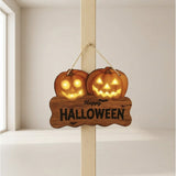 Wooden Halloween Sign With Lighted Jack O Lantern Hanging Decoration For Indoor And Outdoor Display - Image 1