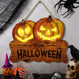 Wooden Halloween Sign With Lighted Jack O Lantern Hanging Decoration For Indoor And Outdoor Display - Image 3