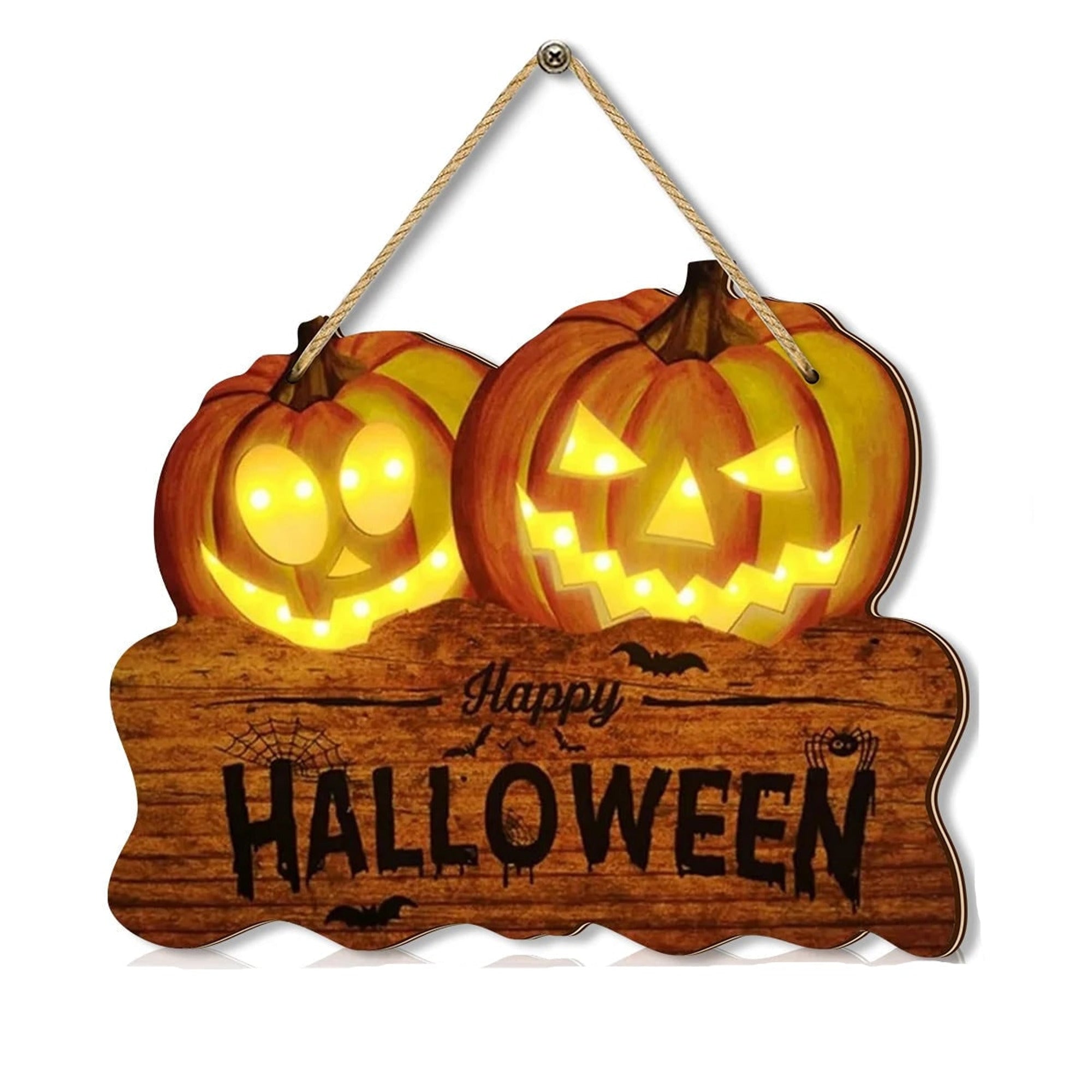 Wooden Halloween Sign With Lighted Jack O Lantern Hanging Decoration For Indoor And Outdoor Display - Image 6