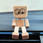 Wooden Robot Figurine With Interchangeable Magnetic Face - Image 2