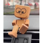Wooden Robot Figurine With Interchangeable Magnetic Face - Image 3